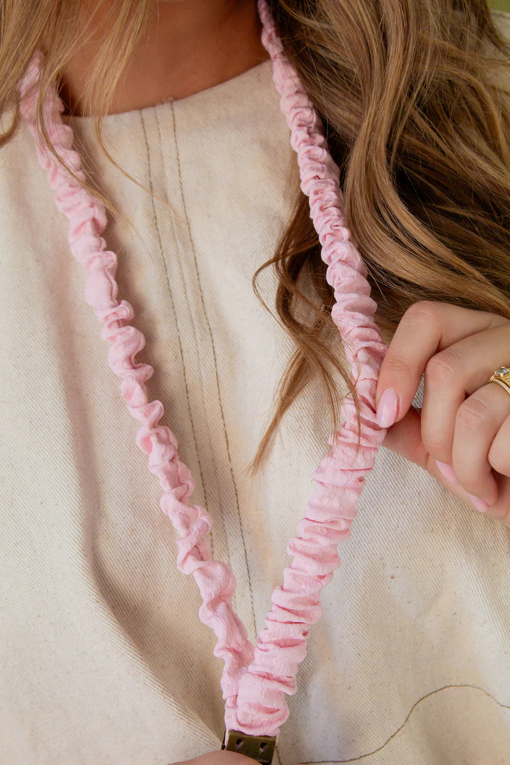 Dainty Pink Textured Lanyard | Shop Andi