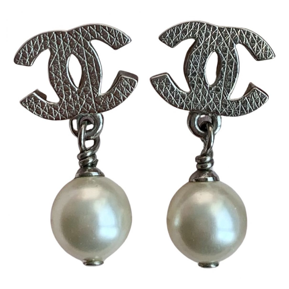 Chanel CC Silver Silver Earrings | Vestiaire Collective (Global)