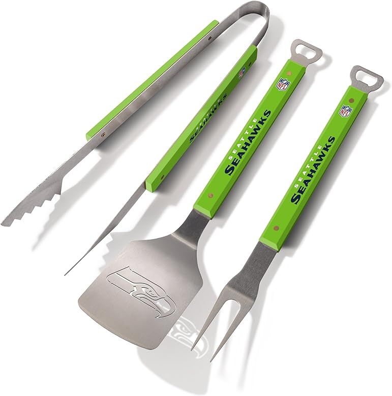 YouTheFan NFL 3-Piece Spirit Series BBQ Grill Set: 18" Stainless Steel Sportula (Spatula), Fork &... | Amazon (US)