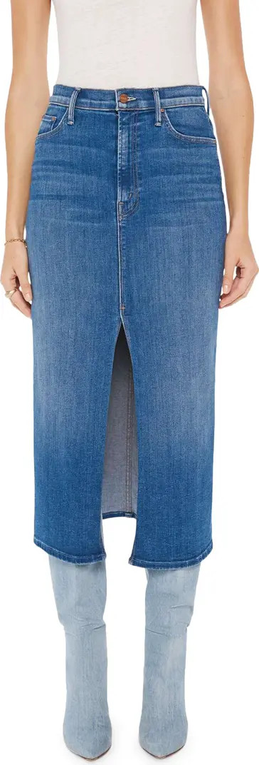MOTHER The Reverse Pencil Pusher High Waist Denim Midi Skirt | Nordstrom | Nordstrom