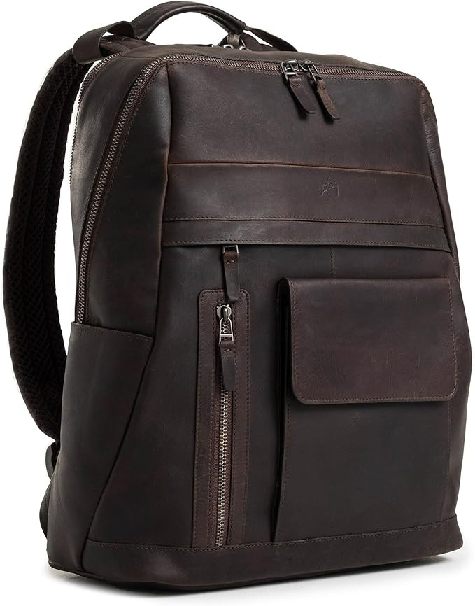 VELEZ Dark Brown Top Grain Leather Backpack For Men and Women - 17 inch Laptop Bag Large Capacity... | Amazon (US)