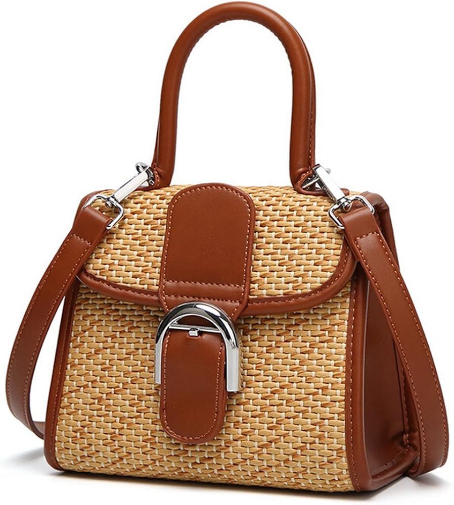 boshiho Retro Straw Woven Handbag Womens Small Cross Body Bag Shoulder Messenger Satchel | Amazon (US)