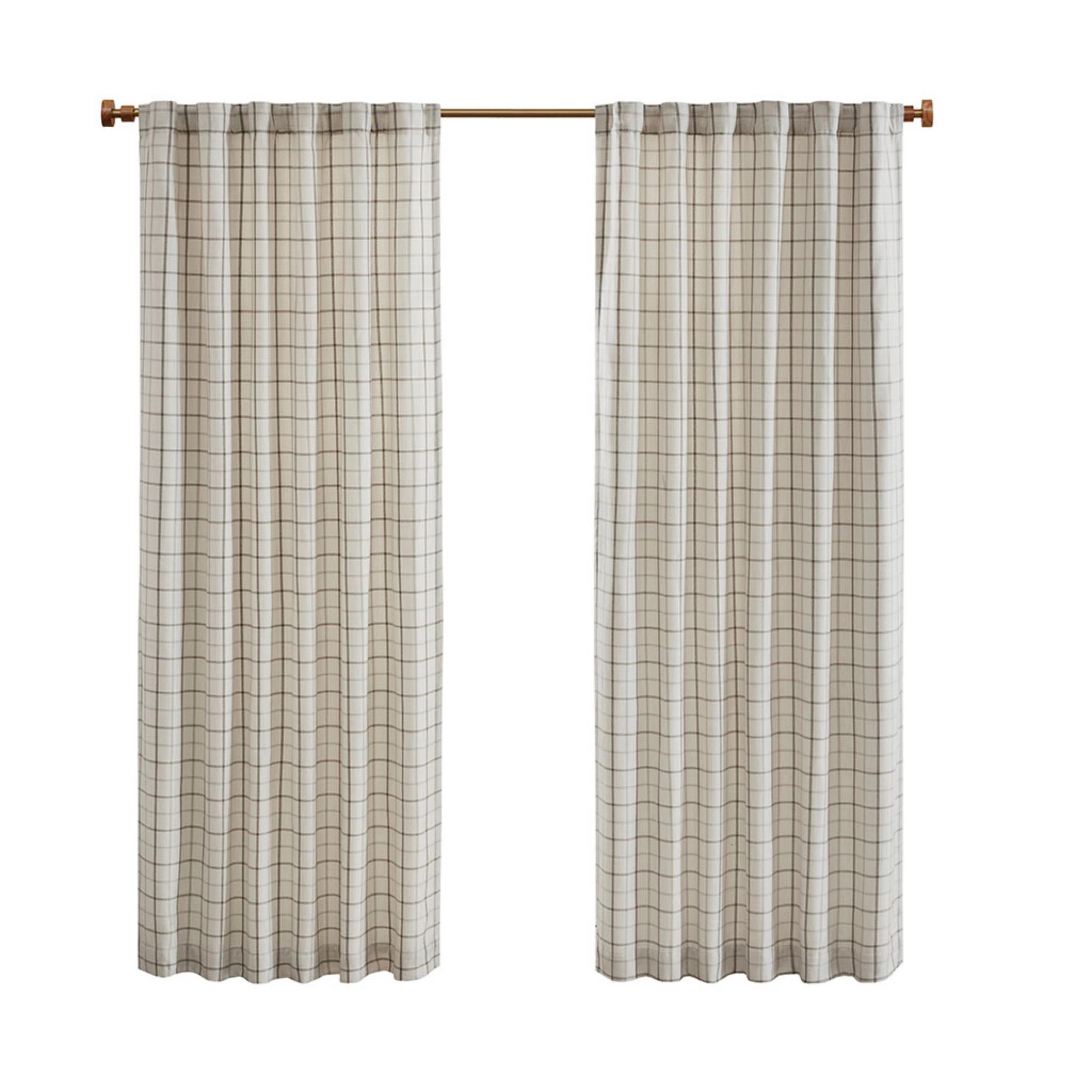 Plaid Rod Pocket and Back Tab Curtain Panel with Fleece Lining 50" | Wayfair North America