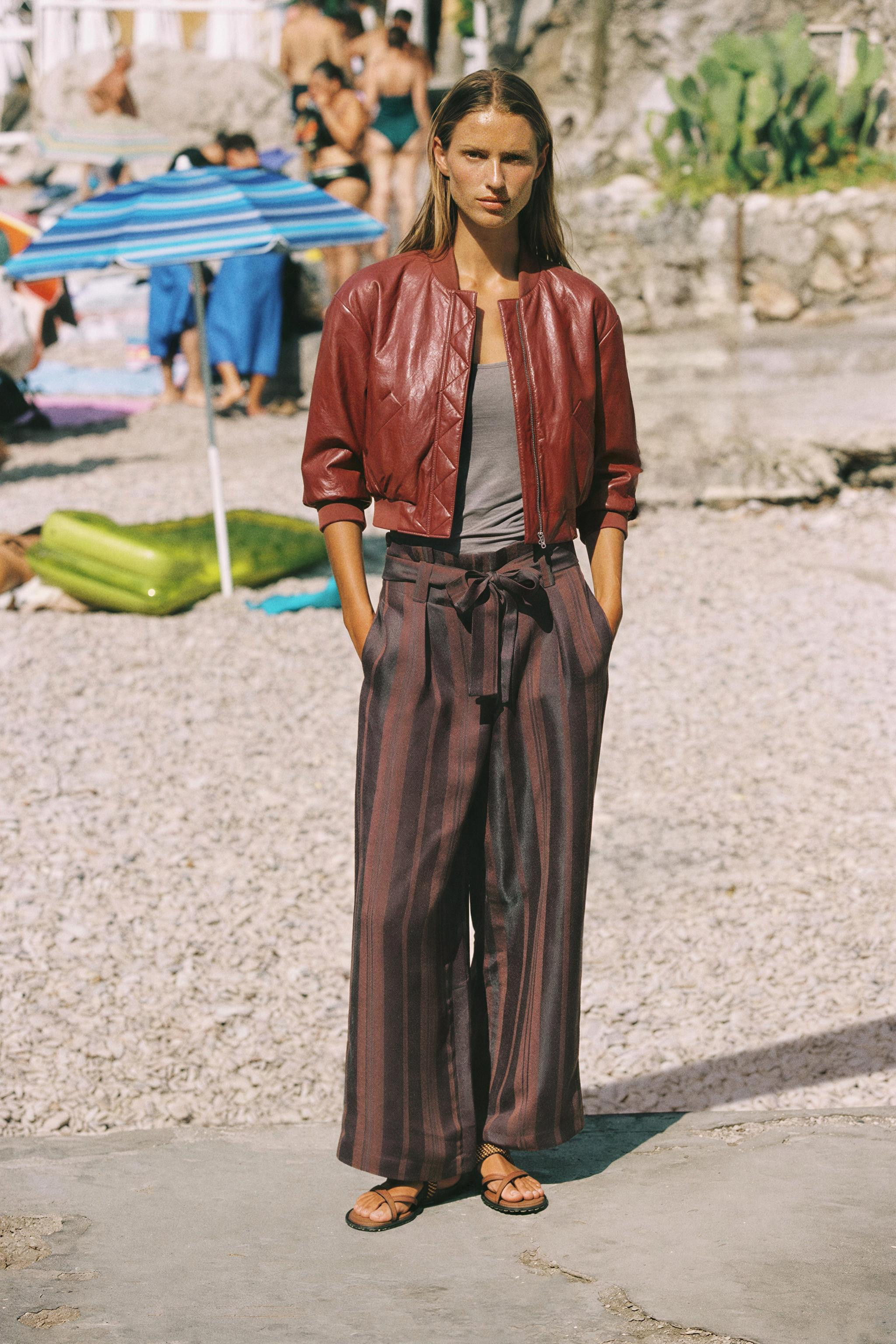 FAUX LEATHER BOMBER JACKET WITH SHOULDER PADS | Zara US