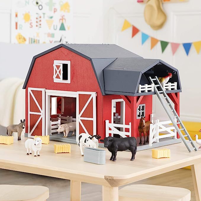 Terra by Battat – Wooden Animal Barn – Toy Barn Farm Toys Playset for Kids 3+ (20 pc) & by Ba... | Amazon (US)
