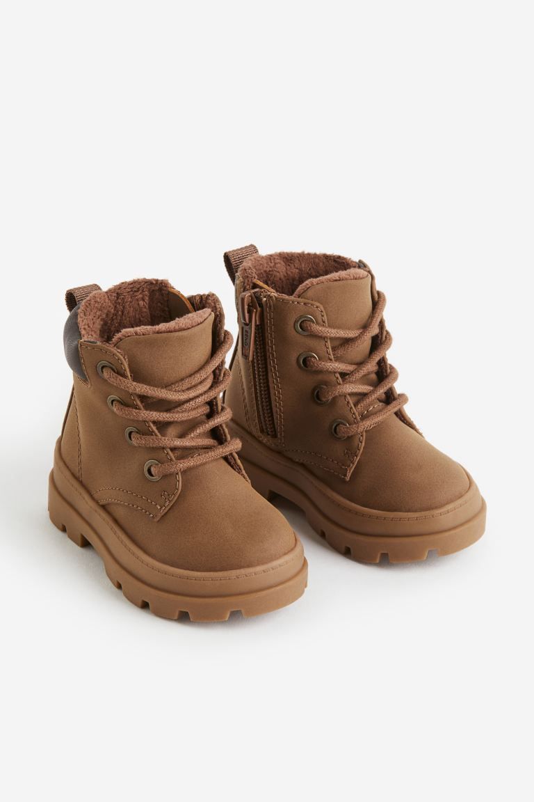 Warm-lined lace-up boots - Brown - Kids | H&M US | H&M (US + CA)