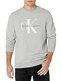 Calvin Klein Men's Monogram Logo Crewneck Sweatshirt, Heroic Grey Heather, Large | Amazon (US)