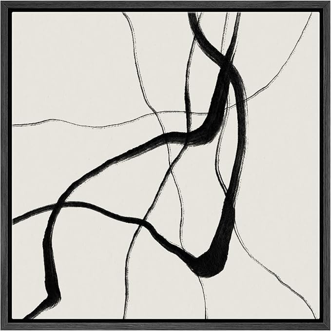 SIGNWIN Framed Canvas Print Wall Art Black Paint Stroke Ribbon Collage Abstract Shapes Illustrati... | Amazon (US)