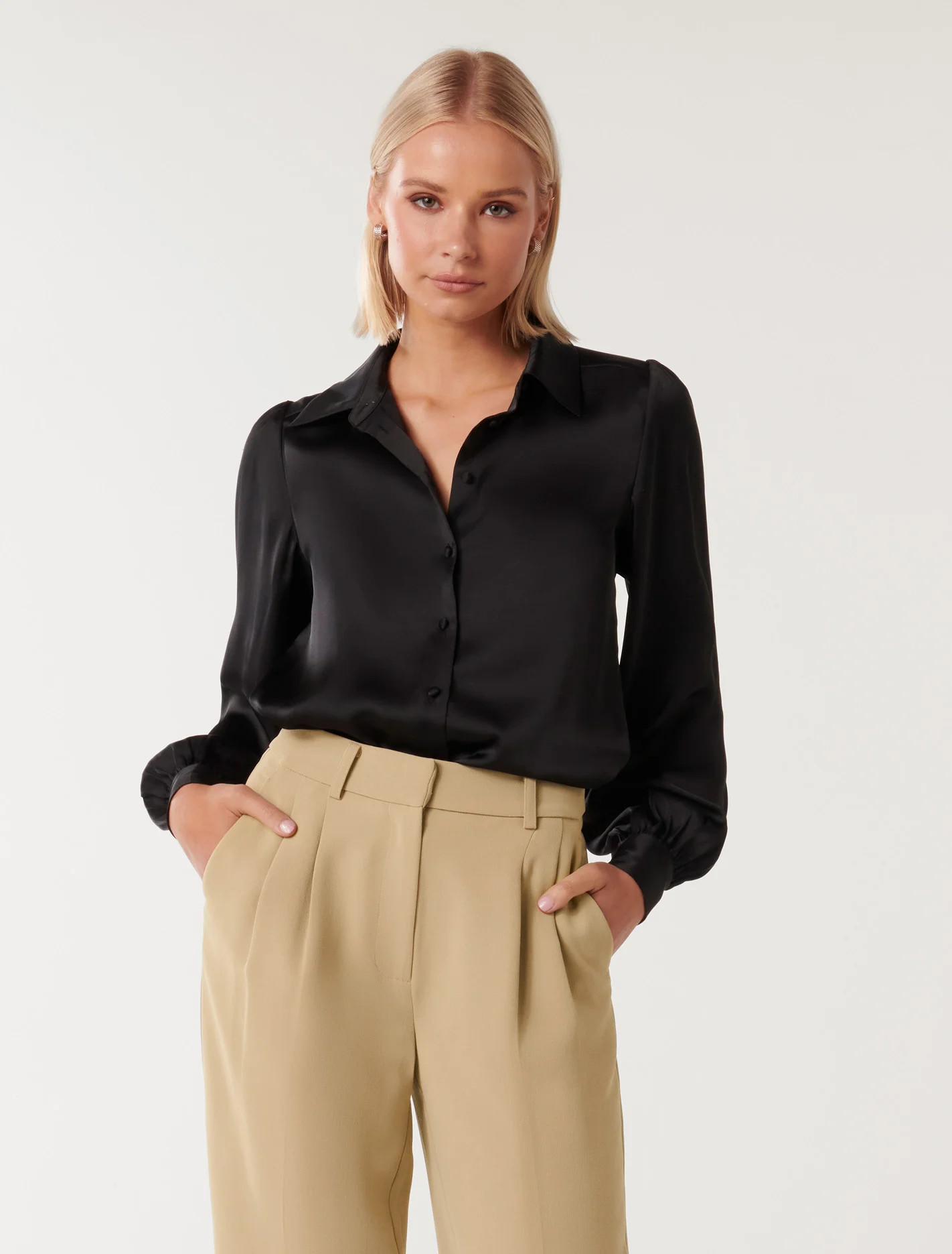 Ren Satin Button-Through Blouse | Forever New (AU)