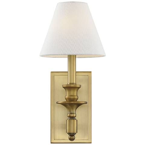 Savoy House Essentials Washburn 15" High Warm Brass 1-Light Wall Sconc - #549K9 | Lamps Plus | Lamps Plus