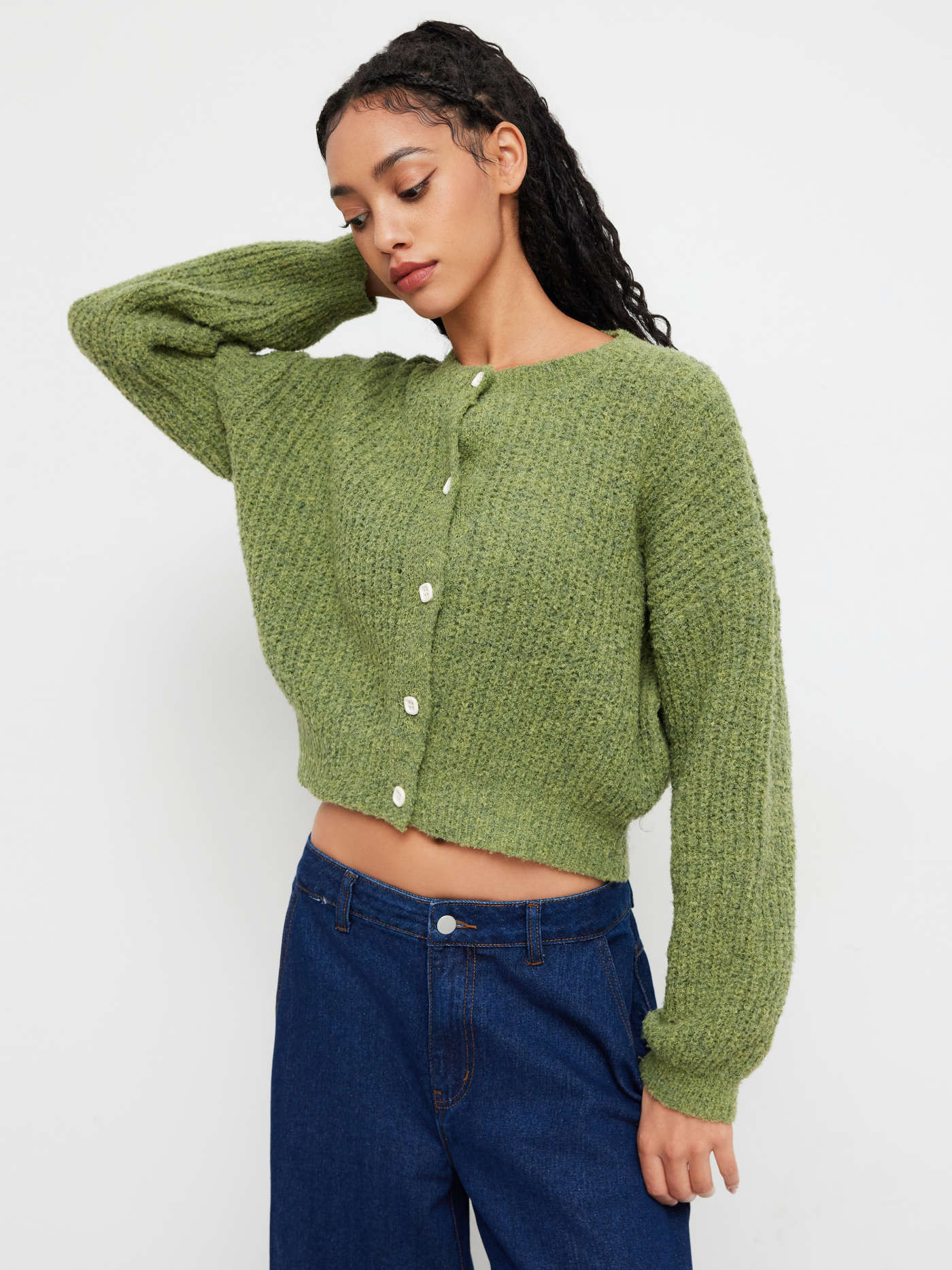 Knit Fabric Knit Round Neckline Button Cardigan For School Daily Casual Picnic Coffee Shop | Cider