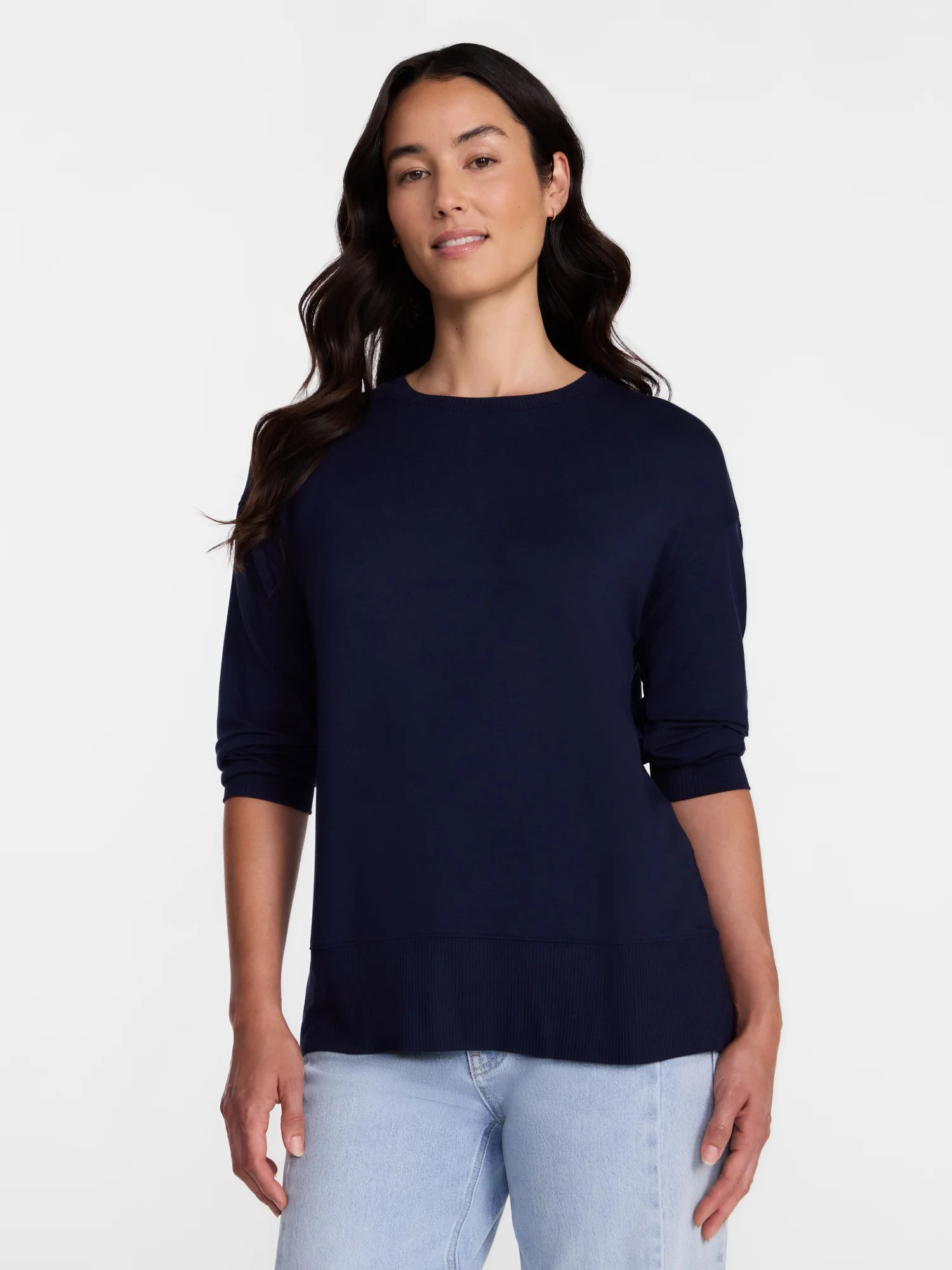 Time and Tru Women's and Women's Plus French Terry Tunic Sweatshirt, Sizes XS-XXXL | Walmart (US)