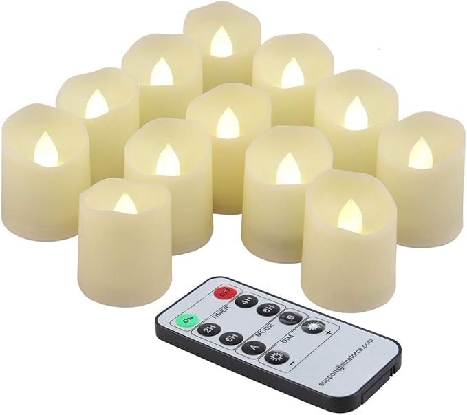 Flameless Candles Tea Lights with Remote Votive LED Flickering Tea Light with Timer, Realistic Te... | Amazon (US)
