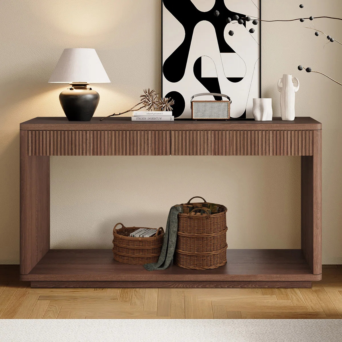 Elowen 60" Console Table With 2 Drawers, Wood Sofa Table For Entryway Hallway Living Room | Wayfair North America