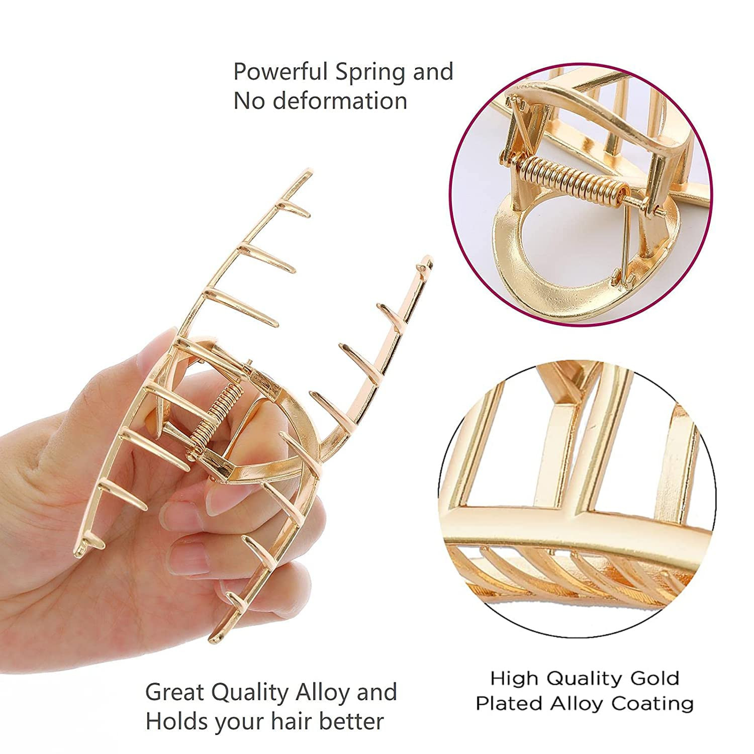 4 Pcs Large Big Hair Claw Clips, Metal Hair Claw Clips, Metal Hair Clips Nonslip Claw Clip for Wo... | Amazon (CA)