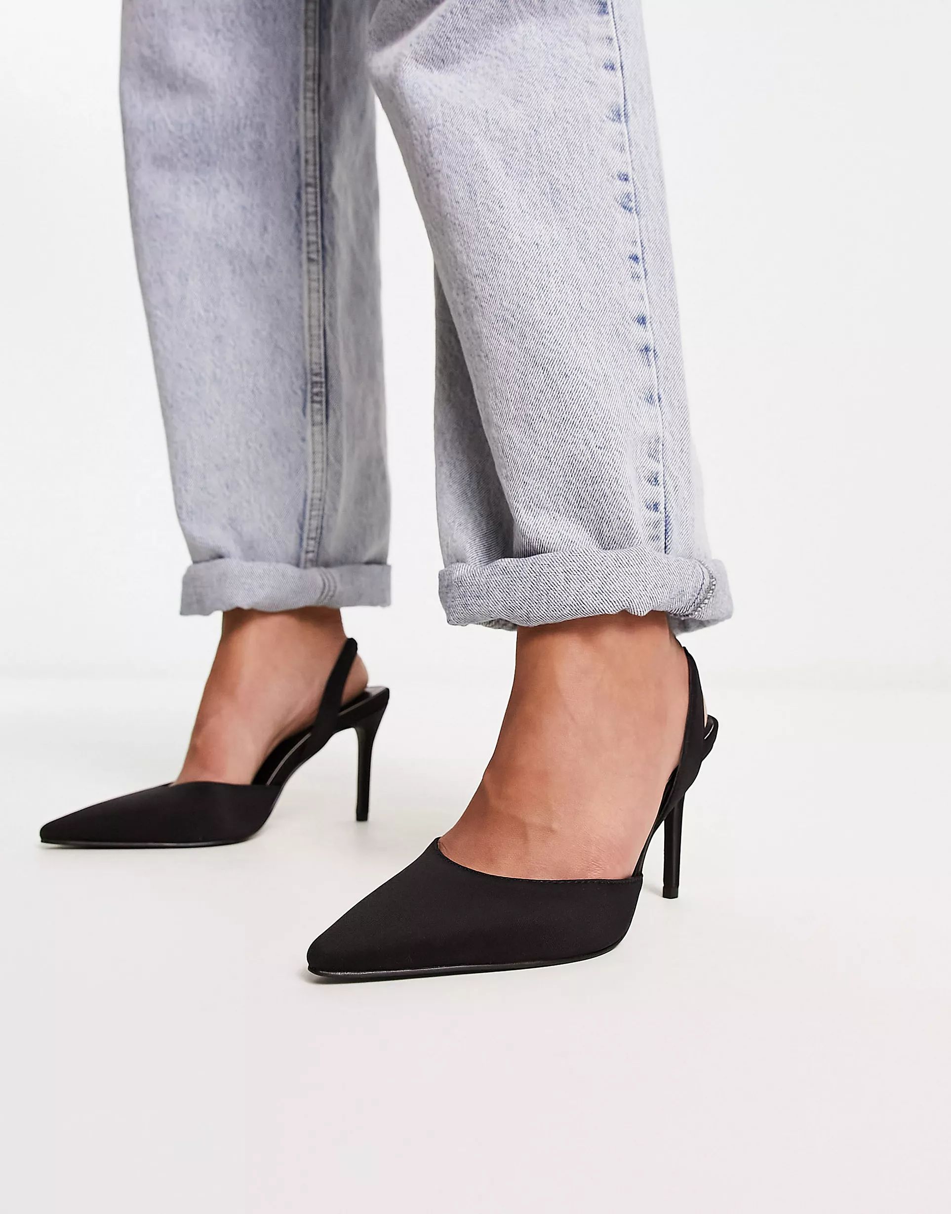 Glamorous Wide Fit slingback heeled shoes in black | ASOS (Global)