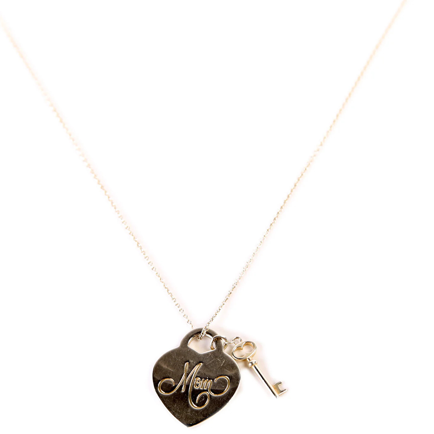 Mom Heart Tag With Key 925 Necklace | Keeks Designer Handbags