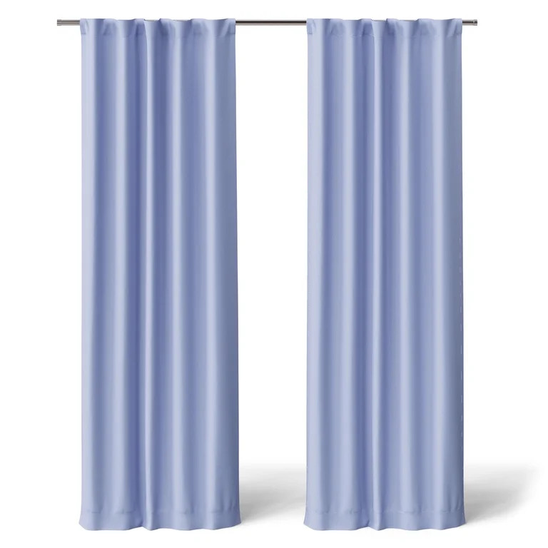 Mainstays Kids Spring Periwinkle Light Purple Solid Blackout Rod Pocket with Back Tabs Curtain Pa... | Walmart (US)