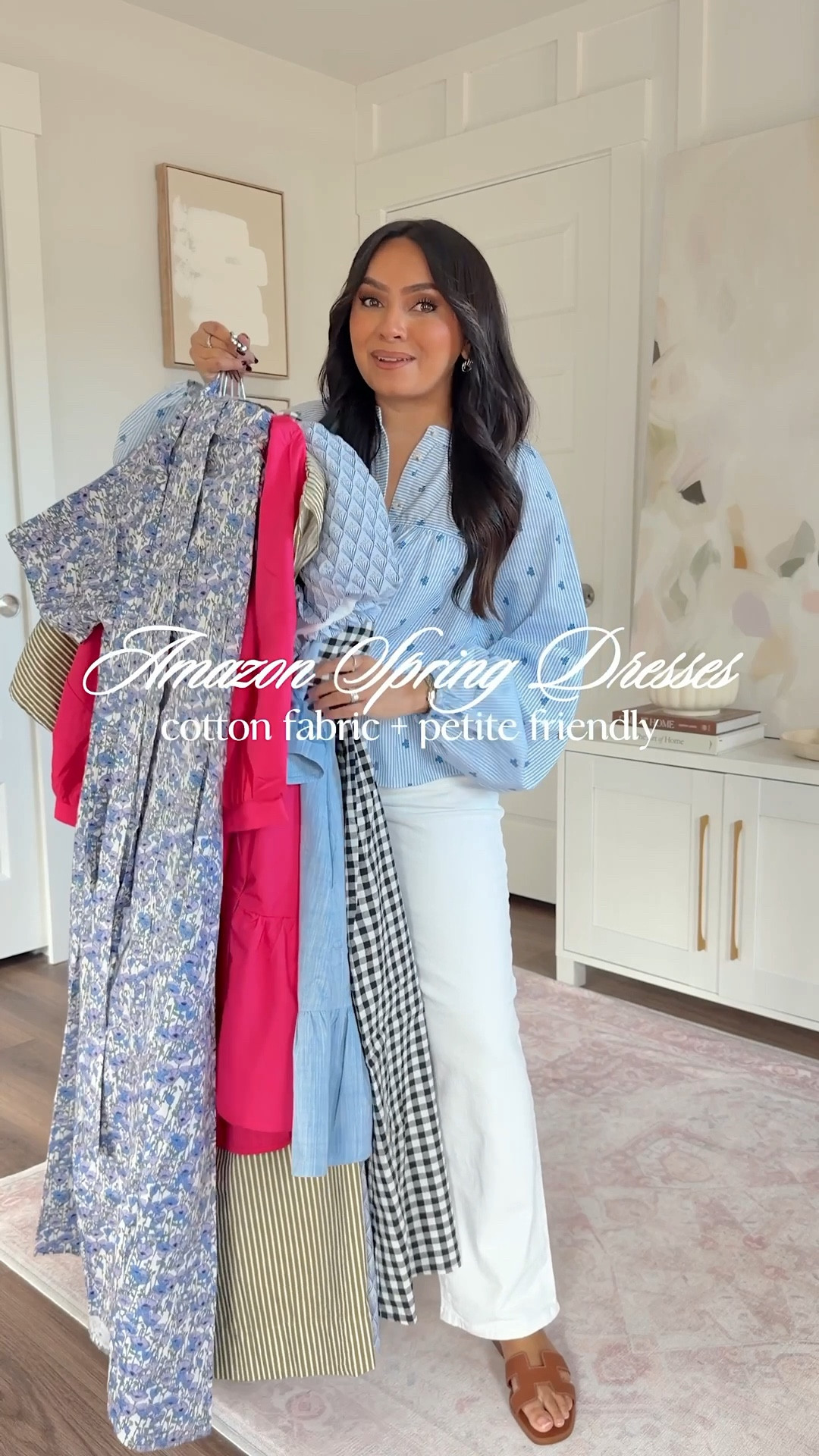 New Amazon Spring Dresses!
For reference: I’m 5’0, 32b bra size, and 2/26 in bottoms, pear shaped. 
*Everything I share is unaltered! TTS means true to size. Between size 5-6.5 in shoes


All dresses size small TTS 
Gold heels size 5 TTS 
Blue top size small TTS 
White jeans size 2 petite 

TTS#LTKFindsUnder50 #LTKFindsUnder100

#LTKootd #LTKgrwm #LTKPetite

#LTKgrwm #LTKootd