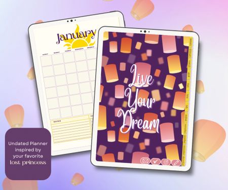 Tangled inspired digital planner | undated Disney monthly and weekly planner | floating lanterns | Princess movie | organization and planning

#LTKGiftGuide #LTKfindsunder50 #LTKtravel