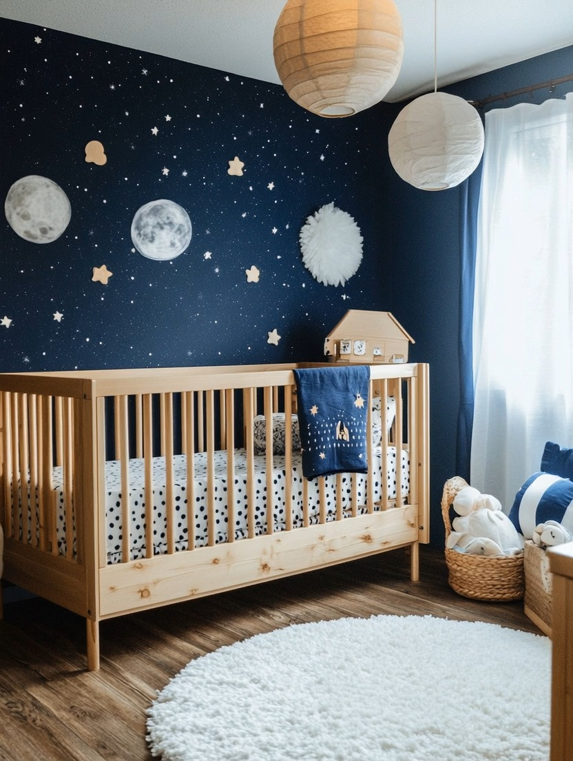 A space-themed kids’ room is pure magic — calming, curiosity-sparking, and endlessly imaginative. This beautifully designed nursery creates a gentle world where your little one can look up, wonder, and dream. The deep night-sky wall sets the mood with moons, stars, and celestial details that feel soothing rather than overwhelming, making it perfect for both playtime and sleep.

Soft wooden furniture keeps the space warm and grounded, while the cozy crib, breathable cotton bedsheets, and star-patterned blankets add comfort and safety. Thoughtfully chosen decor elements — from cloud-like wall accents to space-inspired textiles — invite imagination without clutter. Natural light during the day and soft lighting at night help create a balanced environment that supports calm routines and bedtime wind-down.

This space-themed kids’ room isn’t just decorative — it encourages curiosity, creativity, and a sense of wonder. It’s a room where children can imagine the universe, feel peaceful, and grow surrounded by gentle design that supports both learning and rest.

#KidsRoomDecor #SpaceThemedNursery #NurseryInspiration 

 #LTKmomlife #LTKHome