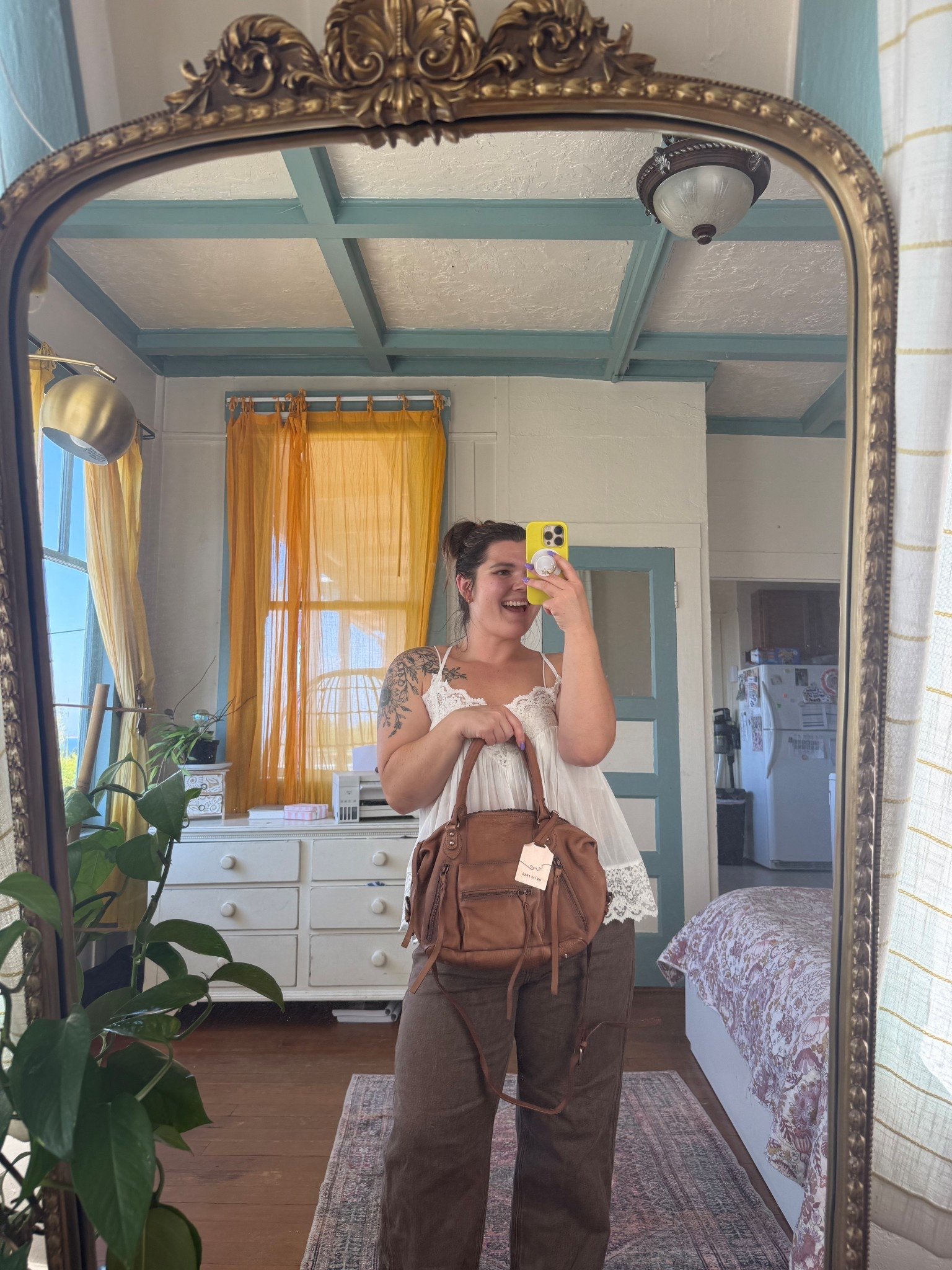 Love my new bag!! Free people mini Emerson. Real leather and the perfect size. Shoulder straps with cross body! Top size large. Jeans size 32 short  

#LTKSeasonal #LTKMidsize #LTKItBag