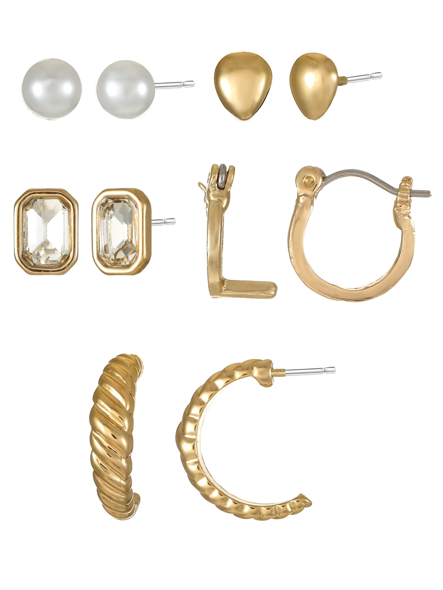 Time and Tru Goldtone Multi Earring Set, 5 Pairs, Initial L | Walmart (US)