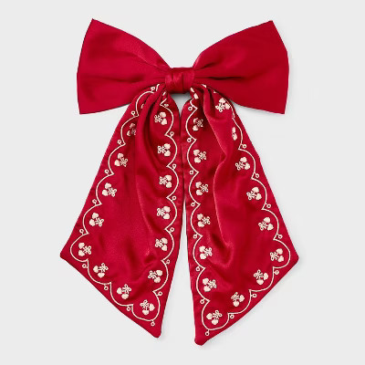 Scallop Trim Bow Hair Barrette - A New Day™ Red | Target