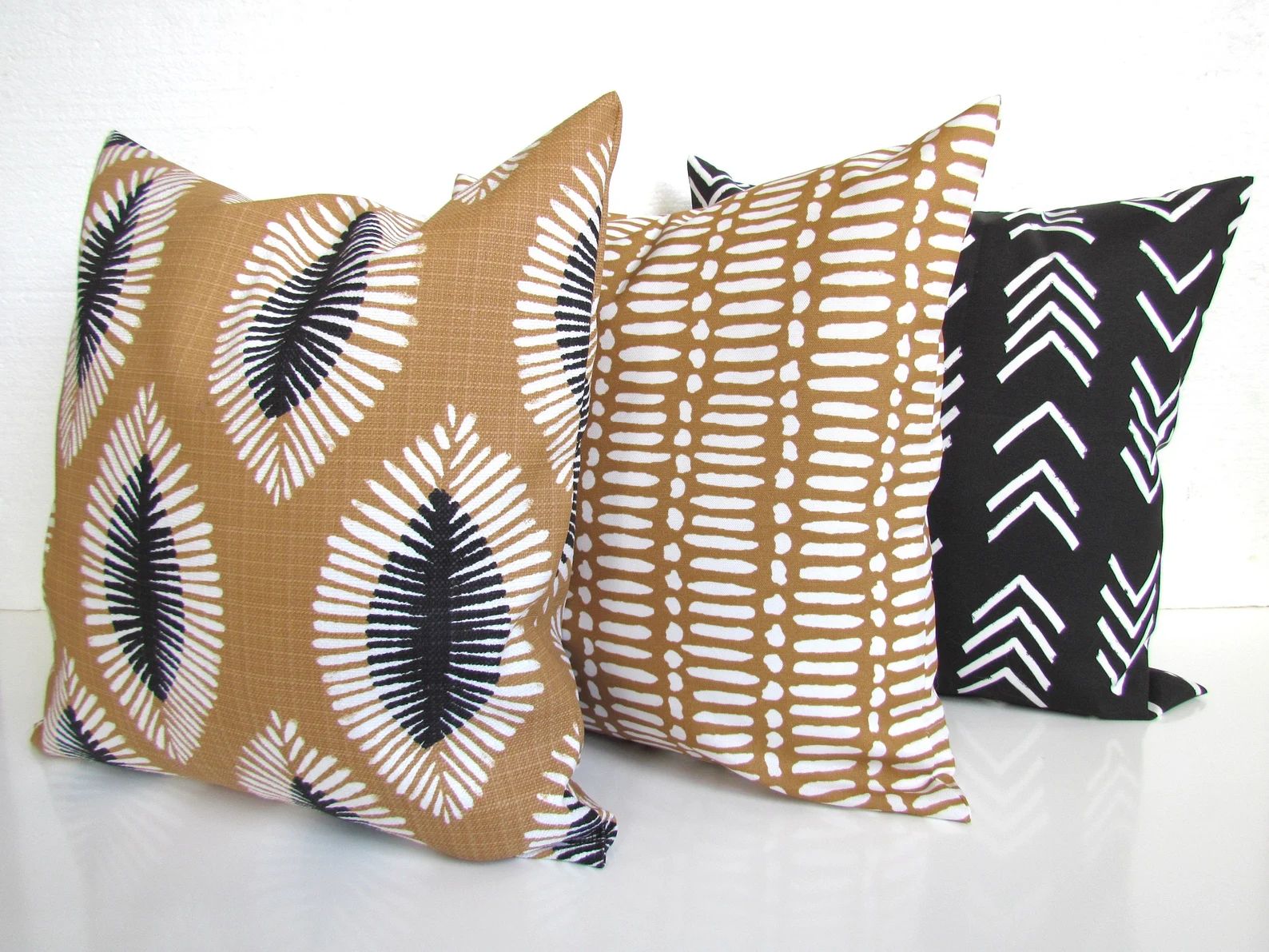 Black Outdoor Pillows Gray Outdoor Throw Pillow Covers Charcoal Outdoor Pillow Covers Tan Grey Tr... | Etsy (US)