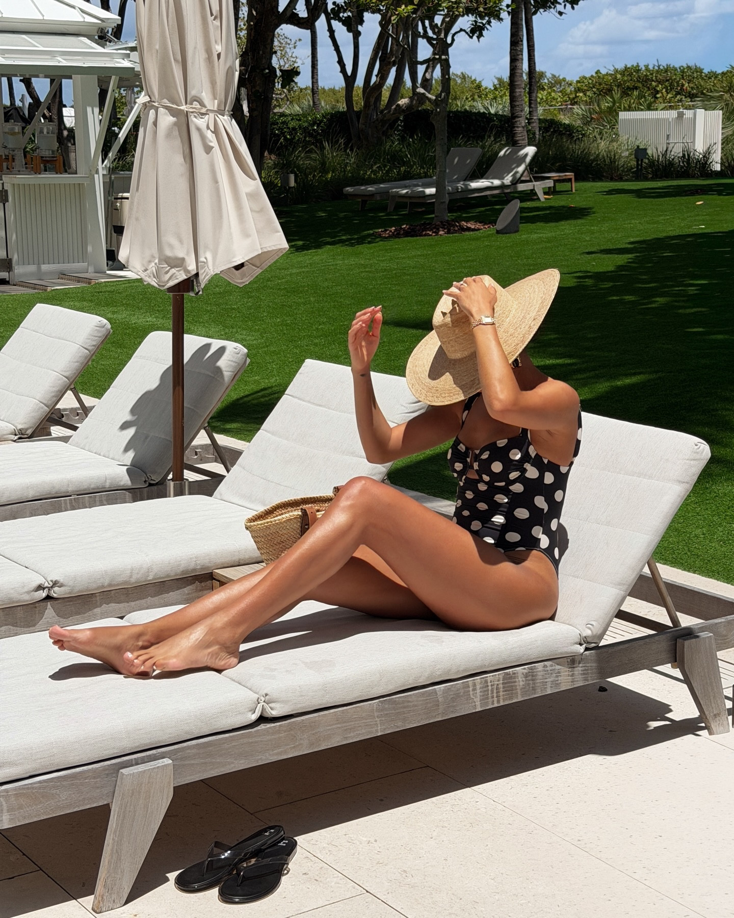 Miami pool outfit! Size Small in polka dot one piece swimsuit - super flattering and SO chic 

#LTKSwim #LTKootd #LTKmomlife