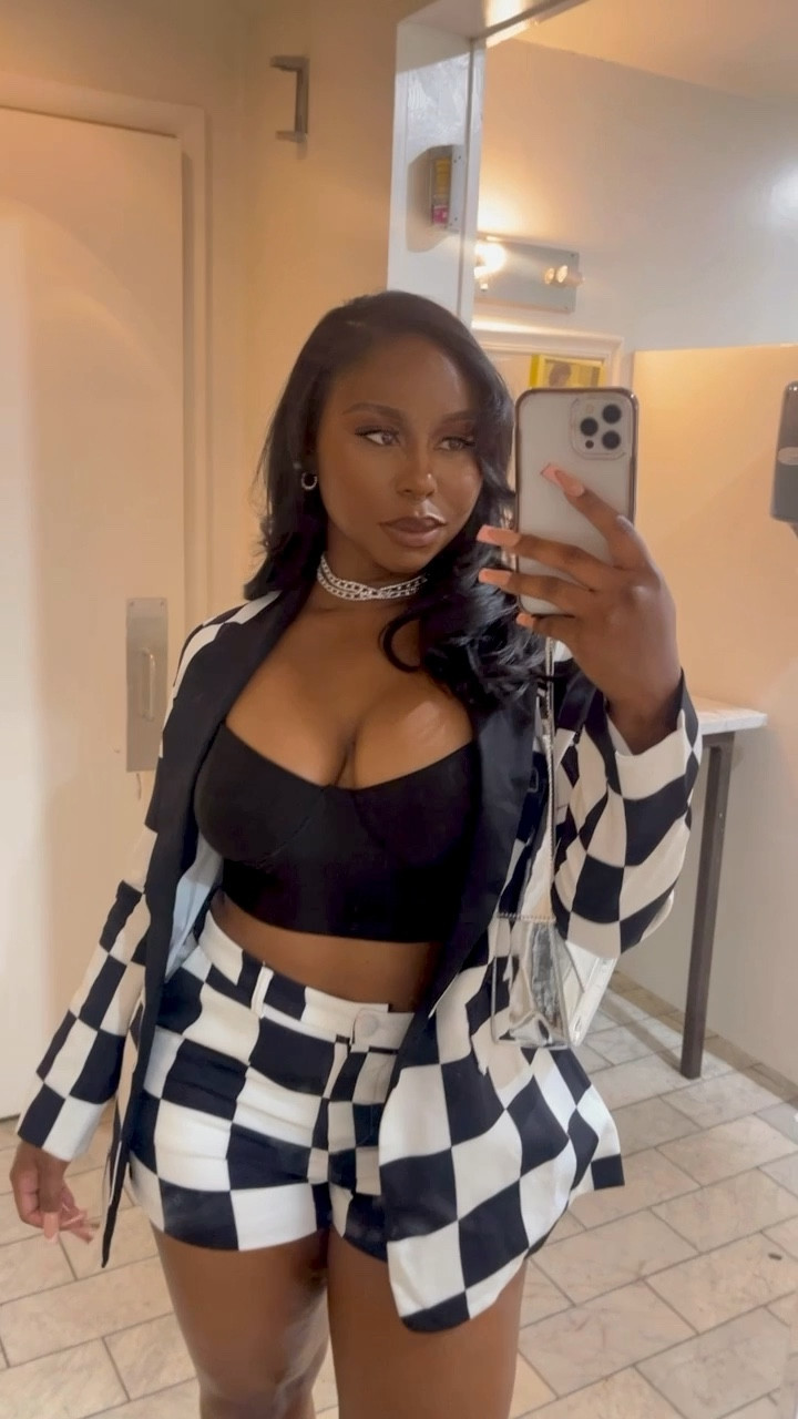 Feeling bold and sophisticated in this black and white checker blazer short set from Akira! Perfect for celebrating milestones like my best friend passing the bar. Paired with silver accessories from Amazon for that extra pop!

5’3 | 160 lbs | Size M Blazer | Size L Shorts

#LTKstyletip #LTKparties #LTKworkwear