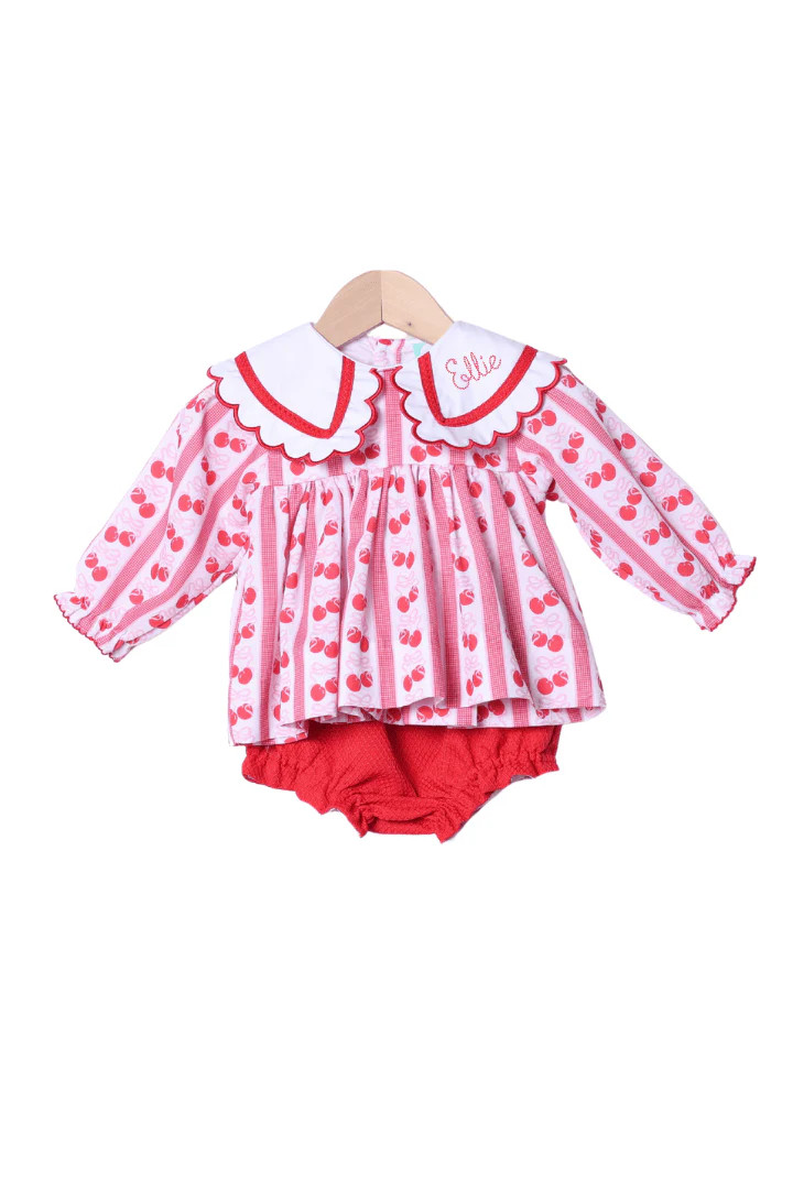 Sweet Cherry Scalloped Bloomer Set | The Smocked Flamingo