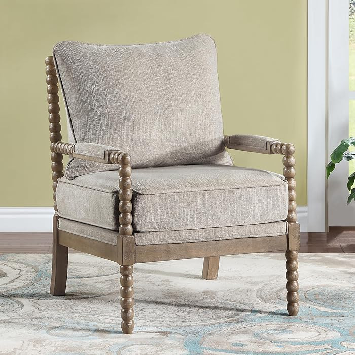 DUHOME Linen Fabric Spindle Accent Chair with Wood Frame,Modern Accent Chairs with Padded Spring ... | Amazon (US)