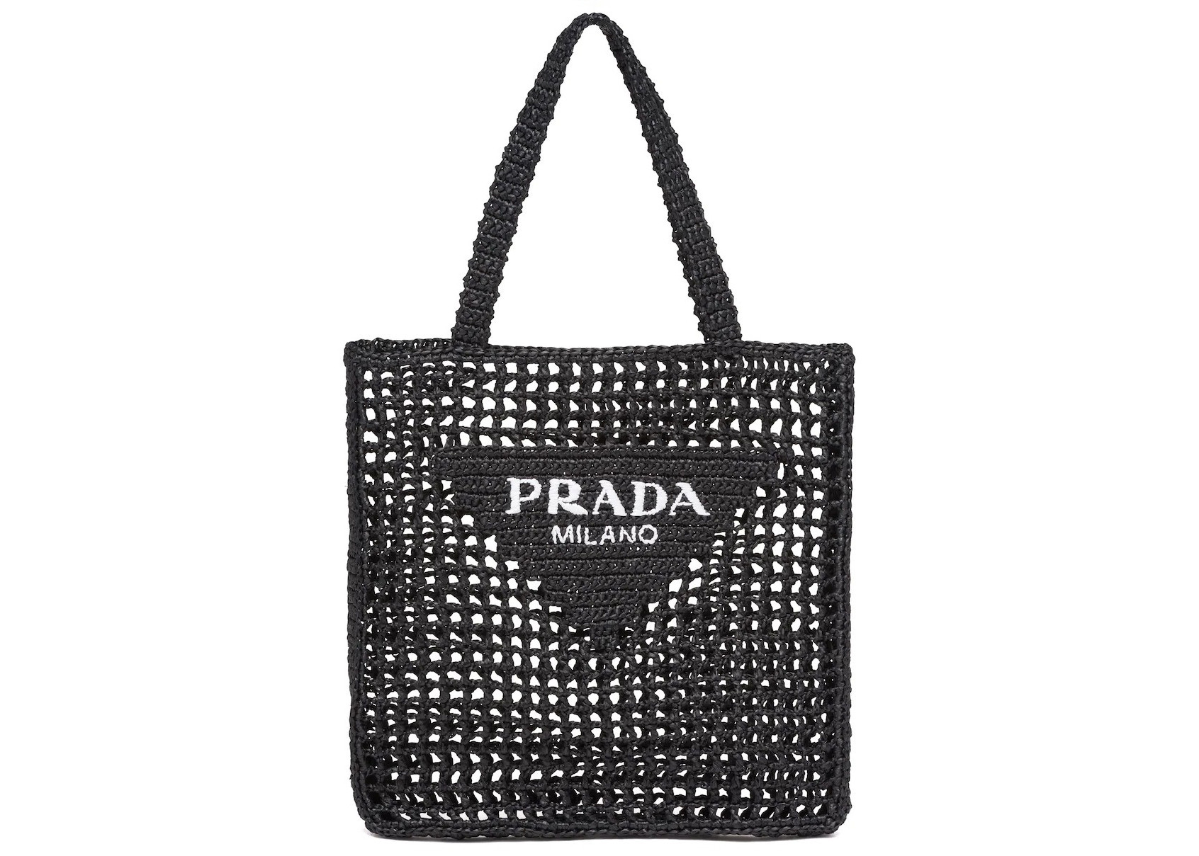 Women's Prada Raffia Tote Bag in Black | StockX