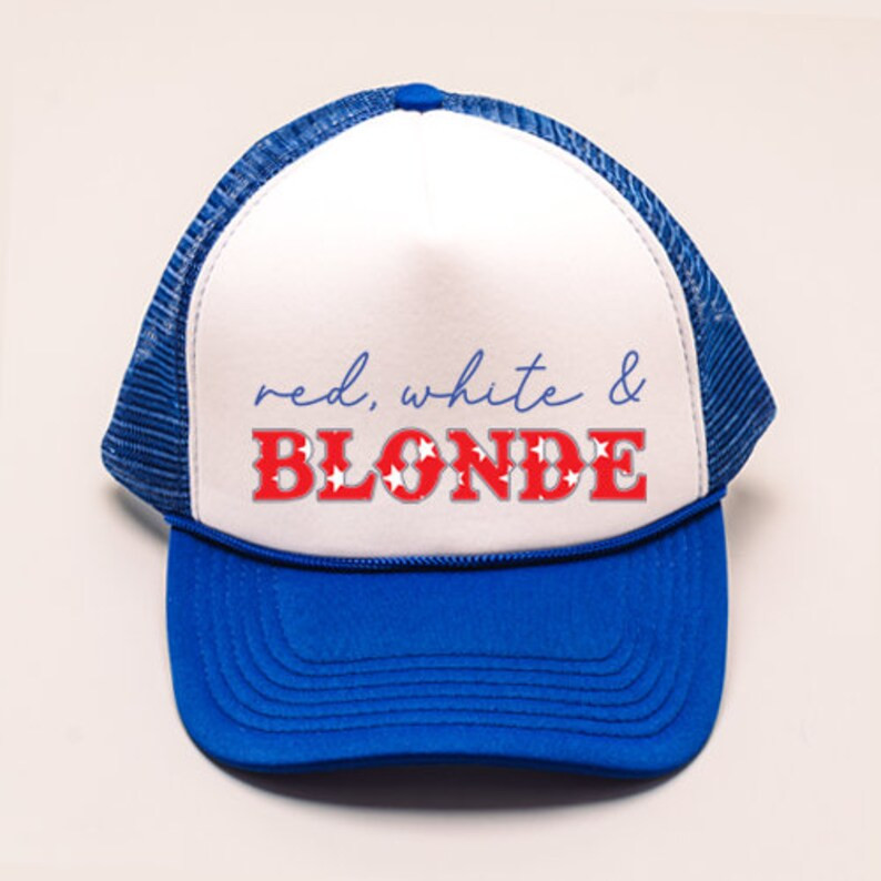4th of July Trucker Hat, Red White & Blonde Hat, 4th of July Hat, Blonde Trucker Hat, Patriotic T... | Etsy (US)