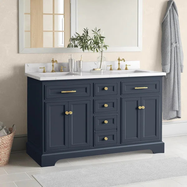 Annaline 54'' Free-standing Double Bathroom Vanity with Engineered Stone Vanity Top | Wayfair North America