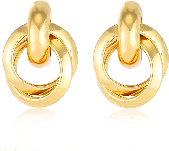 Trendy Gold Knot Heart Earrings for Women Colored Drop Dangle Statement Earrings Chunky Link Earr... | Amazon (US)