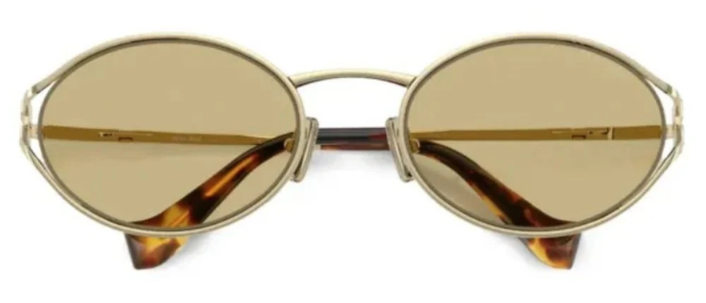 Miu Miu Eyewear SMU52YC054EZVN Round Frame Sunglasses — Gold | Italist Inc.