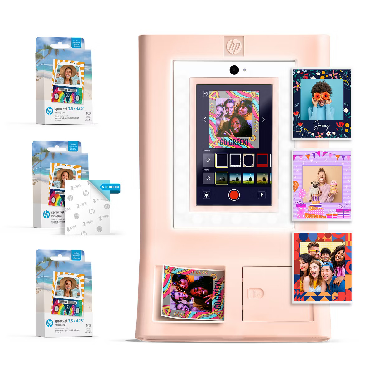 HP Sprocket Photobooth 3x4" Photo Printer, Bundle w/3.5 x 4.25” Zink Photo Paper (300 Sheets) | Target