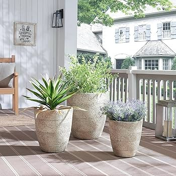 17.7"+13.8"+9.8" Dia Round Concrete Planter Set of 3, Large Indoor Outdoor Planter, Flower Pots w... | Amazon (US)