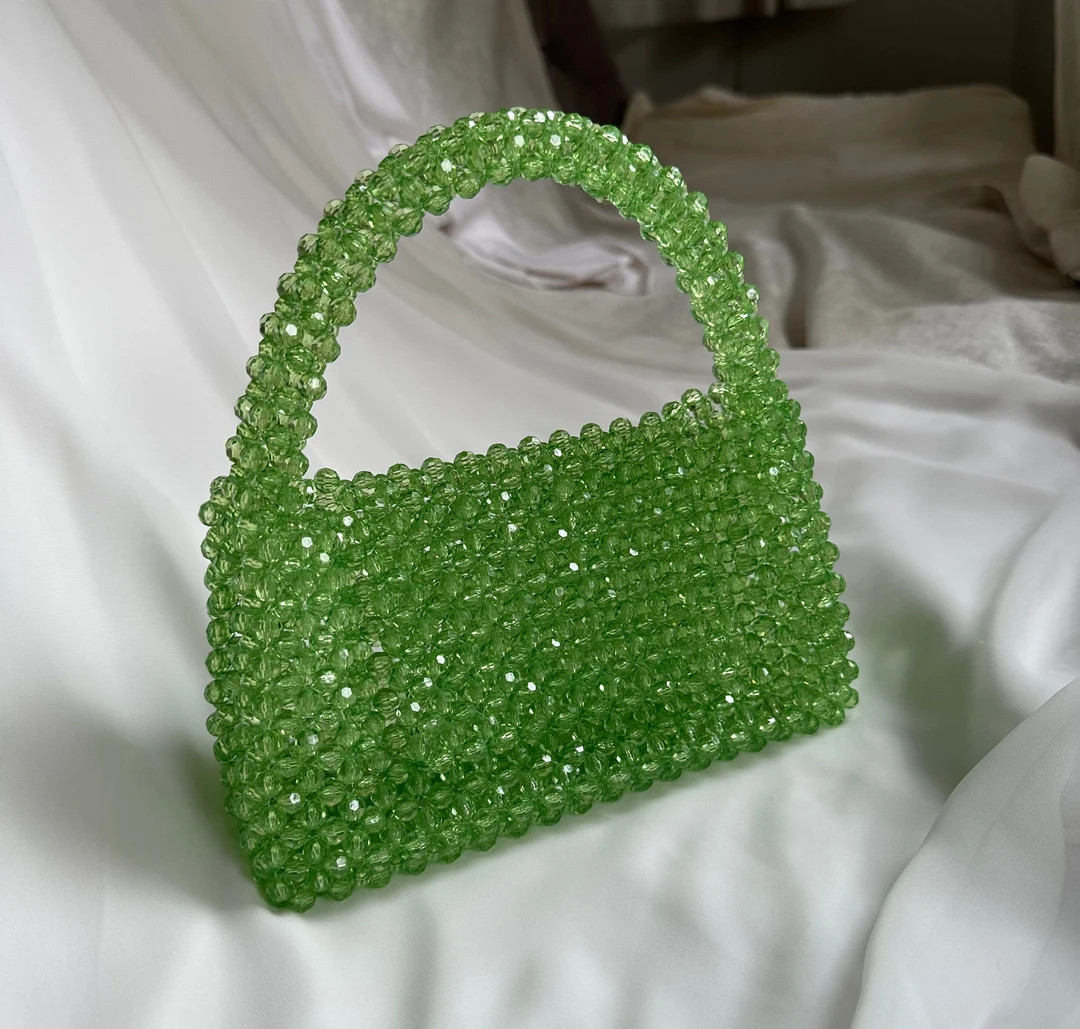 Crystal Bead Bag Green Bead Bag Bead Shoulder Bag Women - Etsy | Etsy (US)