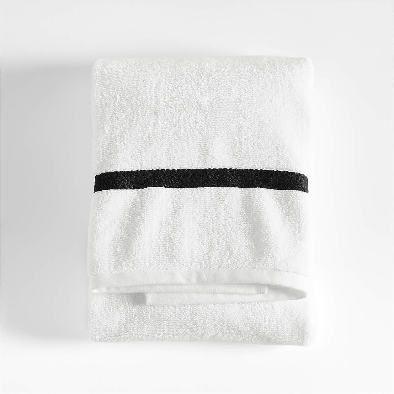 Tuxedo Stripe Organic Cotton Ink Black Bath Towel + Reviews | Crate & Barrel | Crate & Barrel