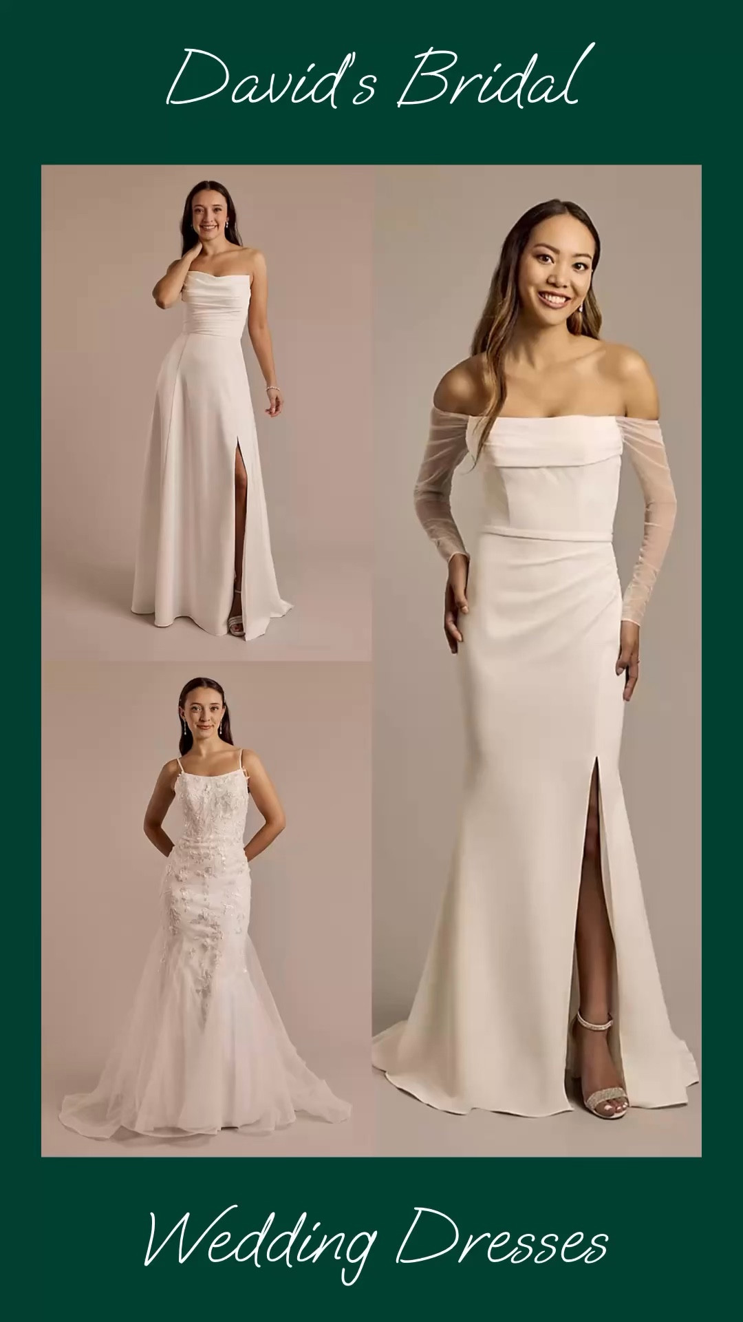 Affordable, simple wedding dresses at David’s Bridal. Around $500.

Reception dresses, bride wedding dresses, courthouse elopement dresses, long white dresses, minimalist wedding dresses, or micro wedding dresses. 

#LTKSeasonal #LTKWedding