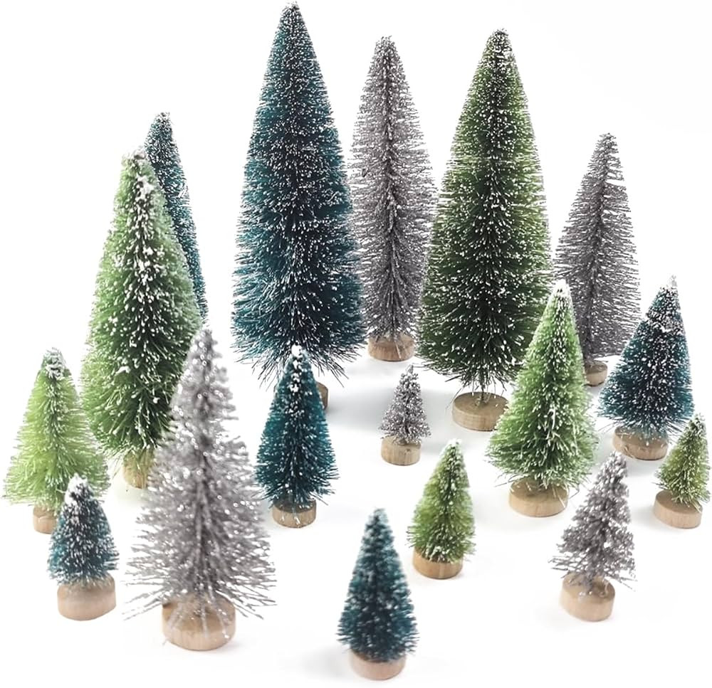 TIHOOD 33PCS Christmas Decorations Mini Christmas Trees, Artificial Christmas Tree Bottle Brush T... | Amazon (US)
