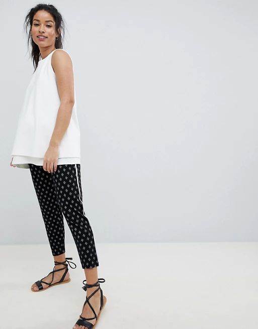 ASOS DESIGN Maternity Tapered Peg With Contrast Bind In Mono Geo-Tribal Print | ASOS US