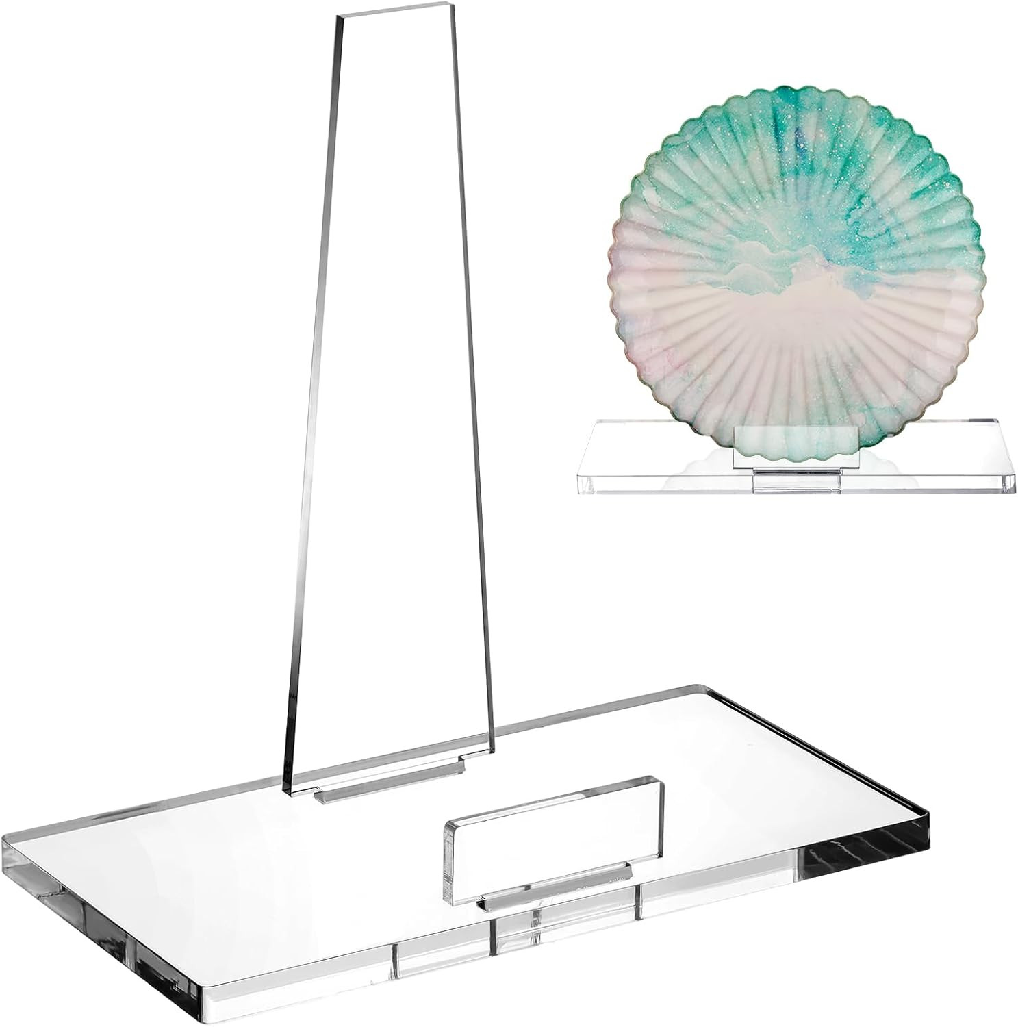 8 Inch Acrylic Plate Stand for Display Acrylic Easel Clear Picture Stand with Square Block Base f... | Amazon (US)