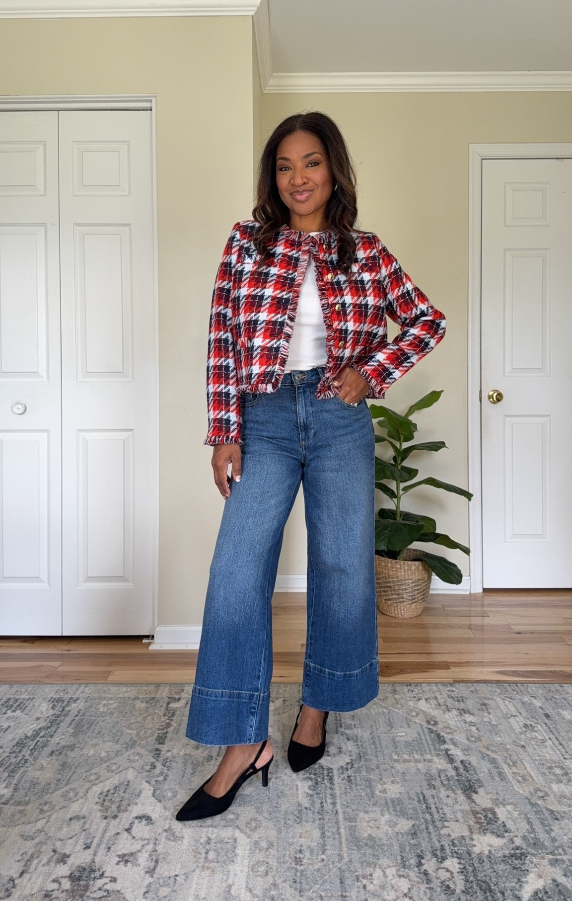 Jacket: Small
Top: Small
Jeans: Size 27 / 4
Heels: Size 9 

 #LTKootd #LTKgrwm #LTKOver40