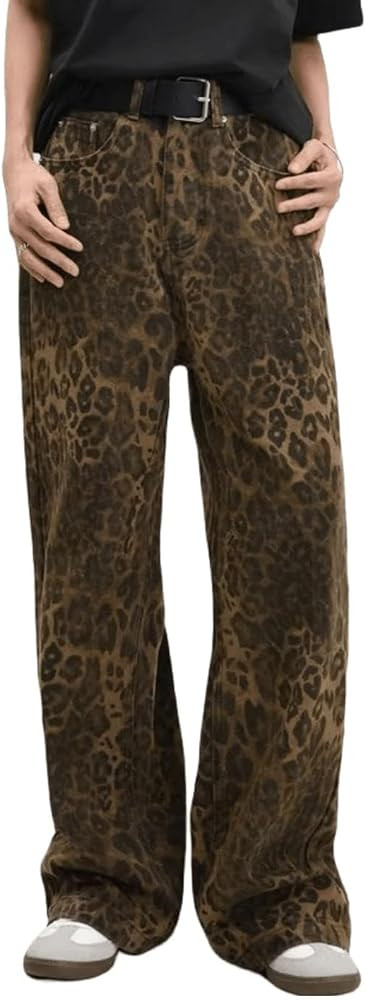 Leopard Jeans for Women, High Waist Leopard Print Jeans Cheetah Pants Straight Leg Unisex Wide Le... | Amazon (CA)