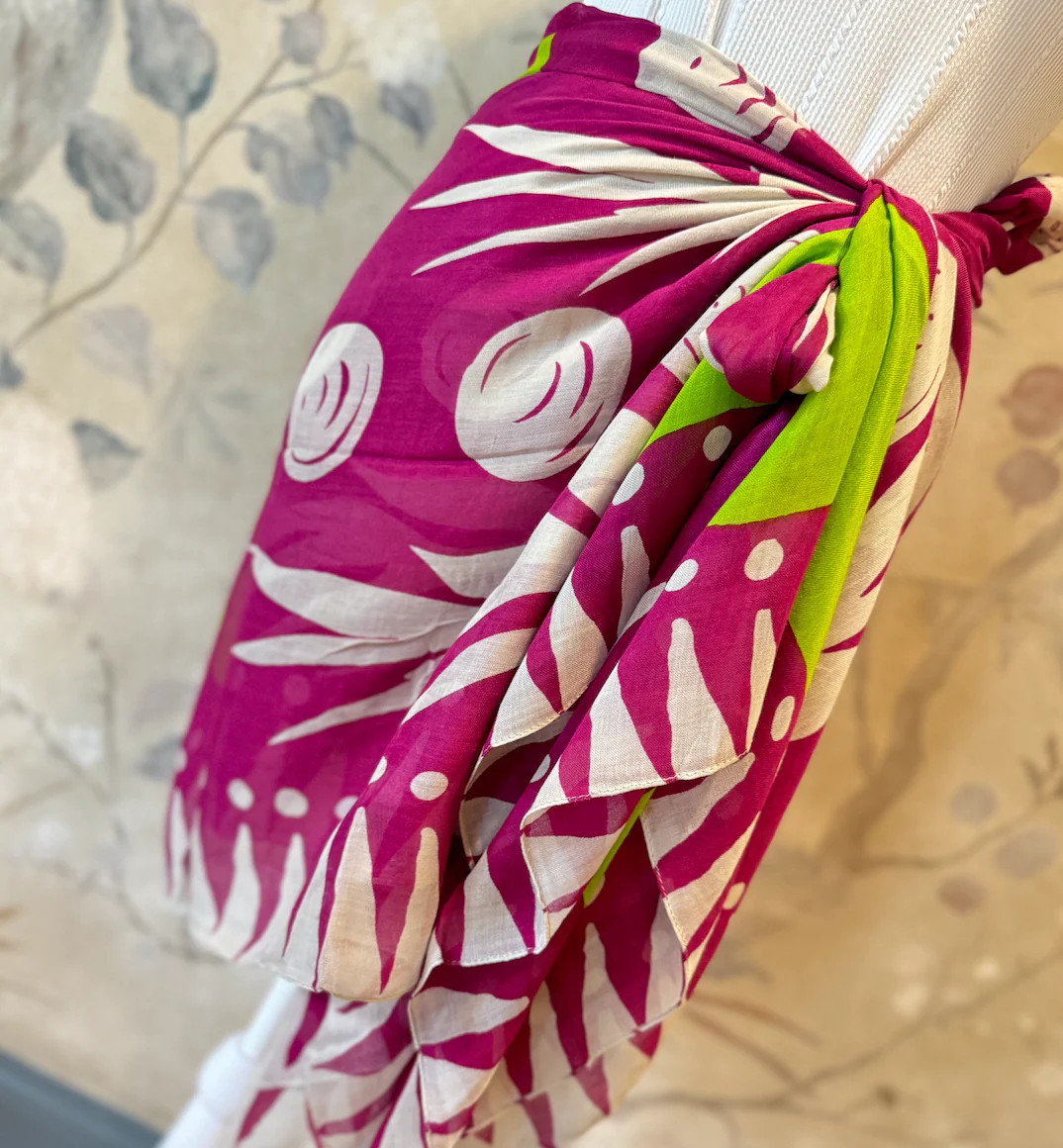 Pink + Green Abstract Sarong | Shop Bijou