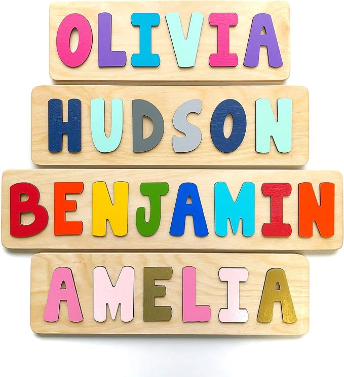 Personalized Wooden Name Puzzle for Kids, Handmade in USA by Bloom Owl, Custom Baby Gifts for Boy... | Amazon (US)